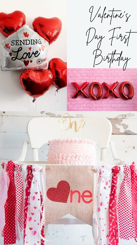 Celebrate your little one's first birthday with a touch of Valentine's charm. Heart-shaped balloons and sweet banners set the scene for a day filled with joy, giggles, and plenty of love! 🎈💕 #BabyLove #FirstValentinesBirthday #FirstBirthdayGirl Valentines First Birthday Girl, Pinterest Valentines, Valentine's Day Celebration, 1st Birthday Balloons, Valentine's Day Decorations, Highchair Banner, First Birthday Party Themes, First Birthday Themes