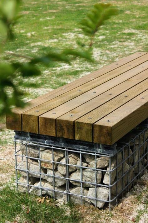 Gabion Bench, Gabion Wall Design, Gabion Retaining Wall, Oasis Backyard, Labyrinth Design, Gabion Wall, Backyard Oasis Ideas, Tiered Garden, Wall Seating