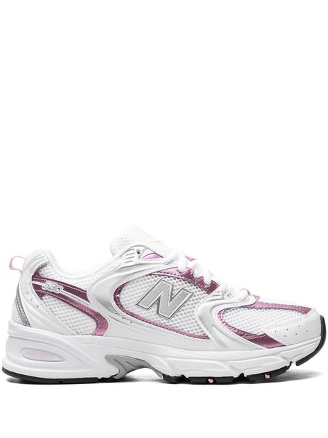 white/rose pink mesh design appliqué logo logo patch at the tongue contrasting trim round toe front lace-up fastening pull-tab at the heel signature ABZORB® midsole rubber outsole Pink New Balance, New Balances, New Balance Outfit, Dress Shoes Heels, Basic Shoes, Kitty Items, Shoe Ideas, Balenciaga Track, Contrasting Trim