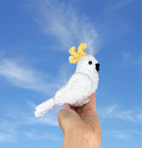 Crochet Cockatoo, Bird Amigurumi, Beady Eyes, Crochet Bird, Beady Eye, Soft Crochet, Eye Gift, Crochet Plush, Crochet Birds