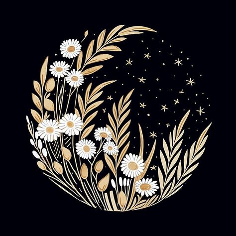 "Secret Garden Under Moonlit Night Sky" - A collection inspired by the enchanting beauty of a moonlit garden, where secrets and wonders await. Secret Garden Tattoo, Moonlit Garden, Night Tattoo, Minimalist Tattoo Ideas, Moon Flowers, Moonlit Night, Floral Moon, Record Art, Moon Illustration