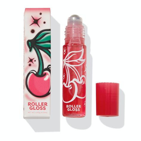 Where To Get The ColourPop x Becky G Hola Chola Collection & Its Nostalgic Lip Gloss Lip Gloss Roll On, Roll Lip Gloss, Cherry Lipgloss, Red Skincare, Roll On Lip Gloss, Cute Lip Gloss, Cherry Lip Gloss, Cherry Products, Penyimpanan Makeup