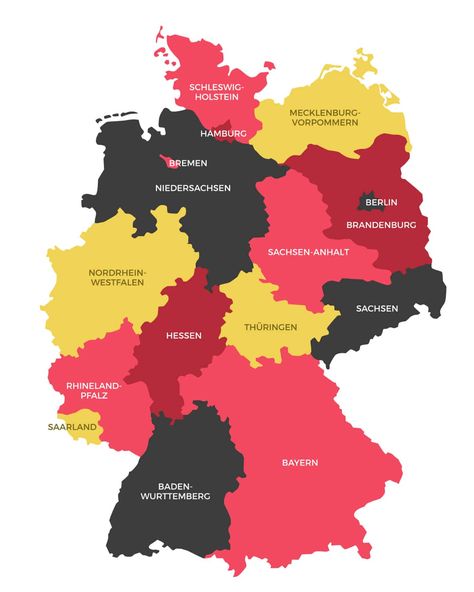 Germany States Map Buy and Download the High Resolution Map on Shutterstock.com Germany Maps, Map Of Germany, German Map, Country Facts, German Grammar, Fav Place, Germany Map, Cities In Germany, Germany Flag