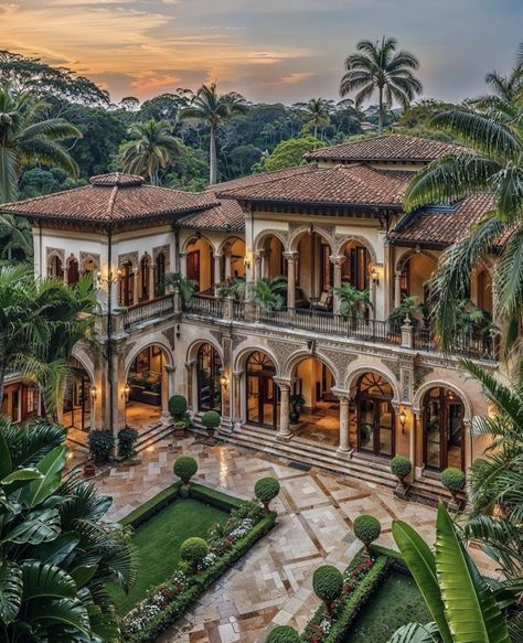 Houses Architecture, Hacienda Style Homes, Mansion Exterior, Dream Life House, A Mansion, التصميم الخارجي للمنزل, Fantasy House, Spanish House, Luxury Homes Dream Houses