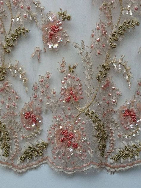 Sulam Manik, Tambour Beading, Pola Manik, Tambour Embroidery, Beadwork Embroidery, Crazy Quilting, Couture Embroidery, Embroidery Inspiration, Ribbon Embroidery