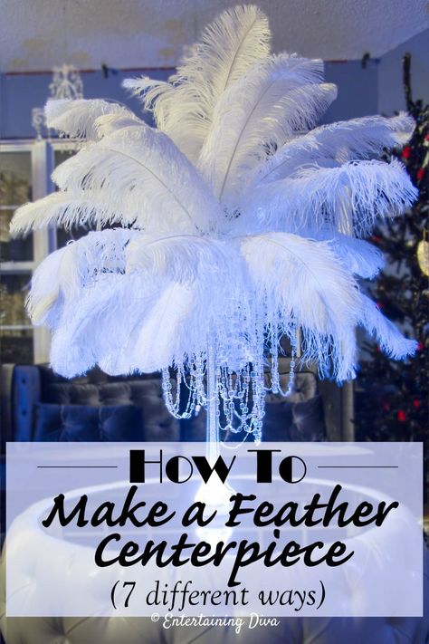 Diy Ostrich Feather, Gatsby Christmas, Deco Nouvel An, Masquerade Centerpieces, Gatsby Birthday, Ostrich Feather Centerpieces, Gatsby Party Decorations, Eiffel Tower Vases, Tower Vase