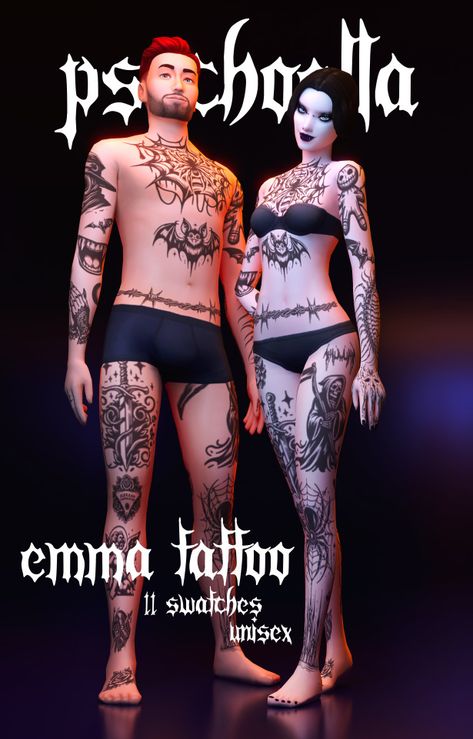 Emma fullbody tattoo for the Sims 4 ~ Sims 4 Star Tattoo, Sims Reference, Sims 4 Cc Goth, Sims 4 Tattoos, Sims 4 Cas Mods, Pelo Sims, Sims 4 Mm Cc, Sims 4 Body Mods, Tumblr Sims 4