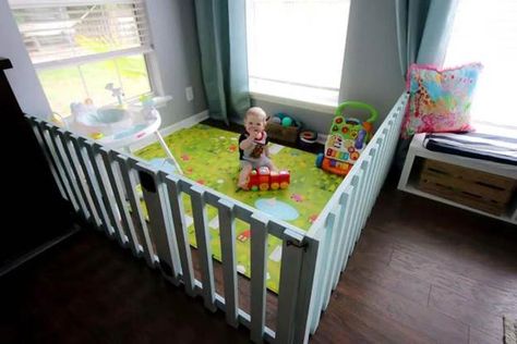 9 DIY Playpen Projects – How To Build A Playpen Baby Gate Play Area, Diy Playpen, Toddler Playpen, Large Playpen, Perlengkapan Bayi Diy, Playpen Baby, Baby Play Areas, Baby Play Yard, Digital Ideas