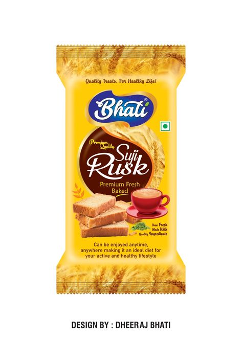 Bhati ( Rusk Pouch Packaging Design ) Toast Packaging Design, Rusk Packaging Design, Rusk Packaging, Toast Packaging, Pouch Packaging Design, Coral Draw, Hotel Corridor, Bakery Packaging, Golden Raisins