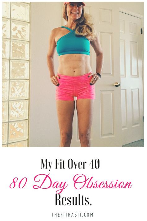 results from 80 day obsession at home workout. I include a workout review, breakdown and my before and after. 80 Day Obsession Results, 80 Day Obsession Workout, Female Fitness Transformation, Beachbody Programs, 80 Day Obsession, At Home Workout, Fit Over 40, Cardio Routine, Workout Results