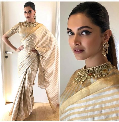 Deepika Jewellery, Deepika Padukone Saree, Sabyasachi Sarees, Deepika Padukone Style, Raw Mango, Indian Saree Blouse, Indian Woman, Saree Trends, Blouse Neck Designs