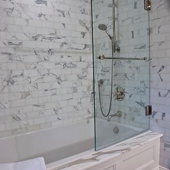 Drop In Tub With Seamless Glass Shower Door Design Ideas Undermount Bathtub Shower Combo, Undermount Tub Shower Combo, Undermount Tub, Tub With Glass Door, Bathroom Tub Shower Combo, Tub Surrounds, Bathtub Shower Combo, Bathroom Tub Shower, Vignette Design