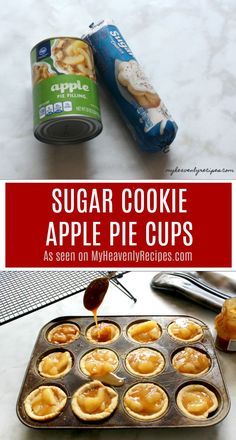 Cookie Apple Pie, Apple Pie Cups, Pie Cups, Mini Apple Pie, Apple Bites, Fruit Treats, Cookie Cups Recipe, Cookie Bites, Apple Pie Bites