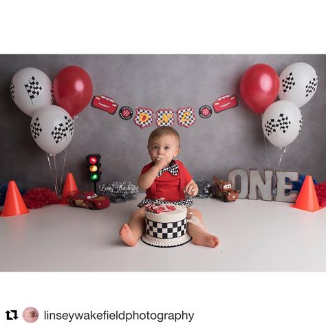 Cars themed cake smash Car Theme Cake Smash Photoshoot, Smash Cake Race Car, Cars Birthday Photo Shoot Ideas, Race Car Cake Smash 1st Birthdays, 1st Birthday Race Car Smash Cake, Fast One Cake Smash Photoshoot, Disney Cars Smash Cake, Cars Birthday Photoshoot, Cars Theme Photoshoot