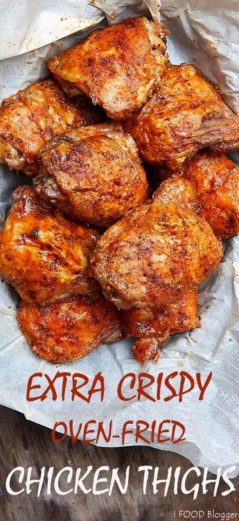 Oven Fried Chicken Thighs, Chicken Thights Recipes, Crispy Oven Fried Chicken, Crispy Oven Fries, Oven Fried, Chicken Thigh Recipes Oven, Oven Fried Chicken, Chicken Thigh Recipes Baked, Fried Chicken Recipes