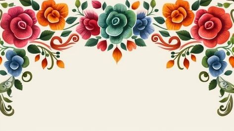 Foto flor mexicana tradicional patrón de... | Premium Photo #Freepik #photo #fondo #textura #natural #vintage Floral Border, Dia De Muertos, Premium Photo, Floral