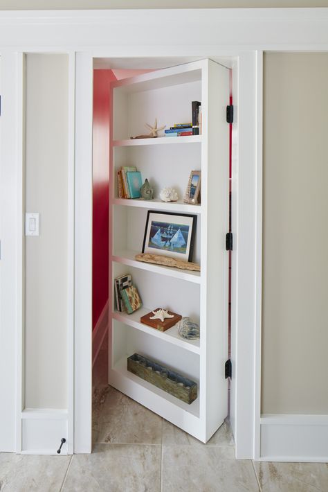 Hidden Bookshelf Door, Secret Rooms In Houses, Hidden Door Bookcase, Bookshelf Door, Bookcase Door, Hidden Spaces, Hidden Rooms, Secret Door, Hidden Door