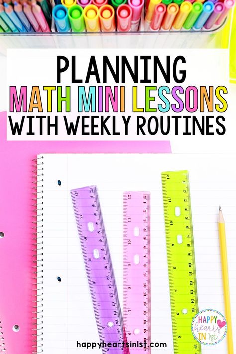 Guided Math in First Grade Mini Lesson Whole Group Instruction Ideas for Lesson Planning Mini Lesson Plan Template, Guided Math Rotations, Math Lesson Plans Elementary, Guided Math Centers, Calendar Math, Math Blocks, Math Intervention, Math Lesson Plans, Third Grade Classroom