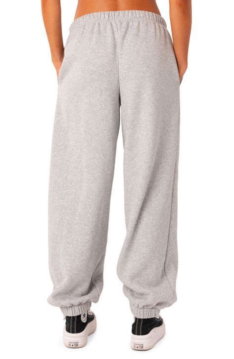 An oversized fit and handy pockets bring trendy comfort to these cotton-blend sweatpants that you'll love for your off-duty look. Cotton/polyester Machine wash, line dry Imported Oversized Comfy Cotton Sweatpants, Oversized Cotton Sporty Joggers, Oversized Casual Sweatpants For Loungewear, Oversized Cotton Joggers With Ribbed Cuffs, Oversized Cotton Relaxed Sweatpants, Oversized Sweatpants For Leisure, Oversized Wide Leg Joggers For Loungewear, Oversized Cotton Joggers, Oversized Cotton Comfortable Joggers