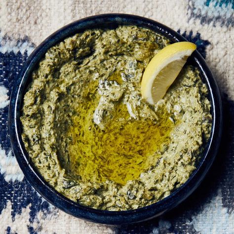 Swiss chard tahini dip by Bon Appétit Thanksgiving Appetizers Dips, Swiss Card, One Bite Appetizers, Dairy Free Dips, Tahini Dip, Best Dip Recipes, Dip Recipes Appetizers, Swiss Chard Recipes, Chard Recipes