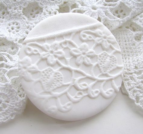 Beautiful polymer clay lace brooch by RedStitchLab from the Netherlands - could I make something like this I wonder? Polymer Clay Kunst, Crea Fimo, Clay Christmas Decorations, Clay Ornaments, Salt Dough, ดินปั้น Polymer Clay, Fimo Clay, Polymer Clay Projects, Polymer Clay Tutorial