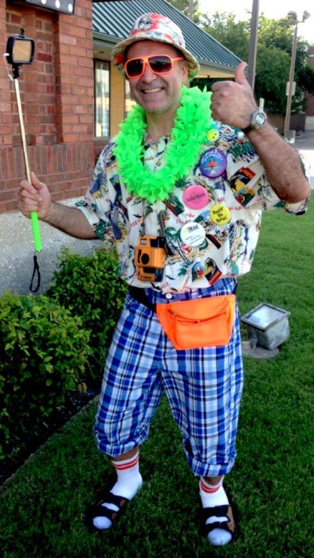 Tourist Outfit Costumes, Tacky Clothes Spirit Week, Hawaiian Tourist Outfit, Tropical Tourist Outfit, Tacky Tourist Day Spirit Week, Tropical Costume Ideas, Tropical Halloween Costume, Hawaiian Tourist Costume, Tacky Outfit Spirit Weeks