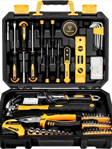 THE MOST SPECIAL GIFT - DEKO 100 pieces tool kit includes all necessary tool kits for men, women, and home. This 100 pieces diy tool set offers great value and excellent quality. A perfect birthday or housewarming gift
COMPLETE HAND TOOLS: This home tool kit comprise a basic set of household hand tools to get your home and garage DIY jobs done. Hardware Organizer, Plastic Tool Box, Diy Projektit, Hand Tool Kit, Hand Tool Set, Hand Tool Sets, Tool Box Storage, Tool Organizers, Tool Case