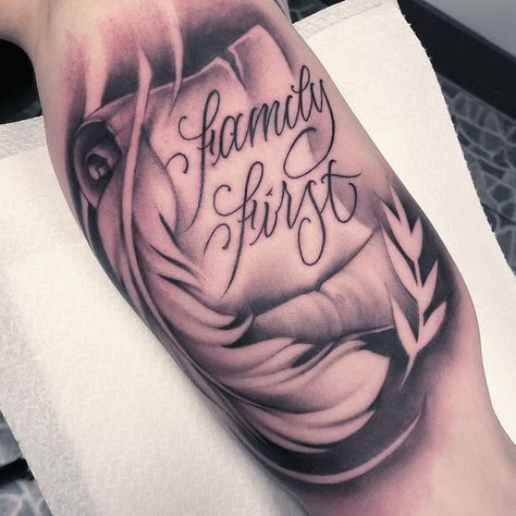 Family First Tattoo Designs, Family First Tattoo For Men, Blended Family Tattoo, Stairway To Heaven Tattoo, Ak47 Tattoo, Family First Tattoo, Tattoos Celebrities, Balance Tattoo, Family Tattoo Designs