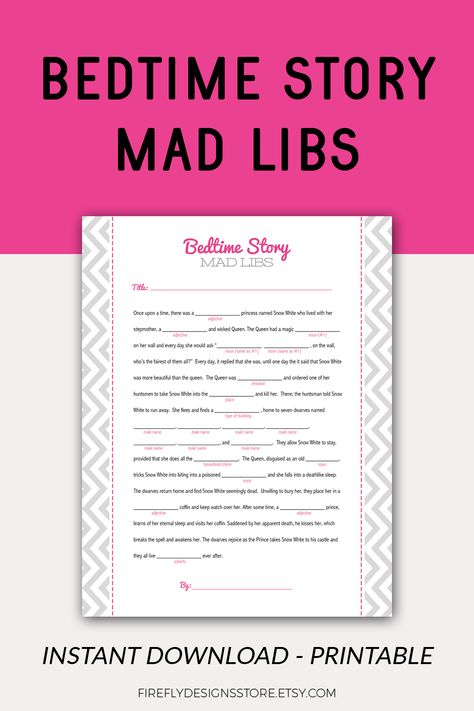 The baby shower game that will have you laughing so hard, you cry. You're planning a baby shower, but you don't want to use the boring run-of-the-mill, "what's in your purse" types of games? This new game is perfect for you! Have your guests fill out these bedtime story madlibs to help Mom-to-be keep things fresh with bedtime stories. Pro tip: start the game after everyone has had a glass or two of rosé for even more laughs! Purse Types, Baby Shower Mad Libs, Planning A Baby Shower, Baby Shower Games Unique, Nouns And Adjectives, Mad Libs, Whats In Your Purse, Bedtime Story, Bed Time