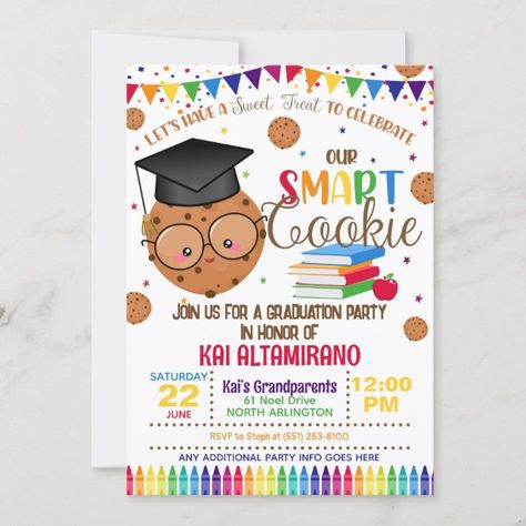 Create your own Invitation | Zazzle Kindergarten Graduation Invitations, Graduation Templates, Pre K Graduation, One Smart Cookie, Preschool Graduation, Smart Cookie, Kindergarten Graduation, Graduation Invitation, Create Your Own Invitations