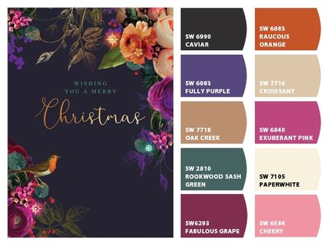 Fabulous Grape Sherwin Williams, Purple Christmas Color Palette, Goth Cabin, Goth Color Palette, Dark Purple Color Scheme, Moody Academia, Plum Color Palette, Colorful Living Room Bright, Magic Cottage