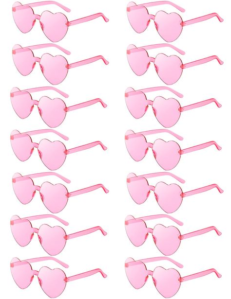 PRICES MAY VARY. Novel Design: Show some love with these ultra-colorful heart shades. Combining a classic style with some futuristic flare created the perfect minimalist, go-to design. These mono block sunglasses feature a durable, all-lens build made from a single piece of translucent material. Have a flawless festival moment in delicate and keep love in your eyes all day long ! Comfortalbe & Attractive: These heart shaped sunglasses are made with a plastic based frame and reinforced metal hing Heart Glasses, Bachelorette Trip, Shaped Sunglasses, Bridesmaid Box, Heart Shaped Sunglasses, Barbie Party, Heart Sunglasses, Pink Plastic, Bachelorette Party Favors