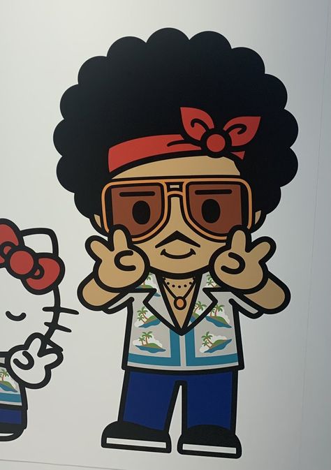 Bruno Mars Hello Kitty, Bruno Mars Cartoon, Bruno Mars Logo, Bruno Mars Drawing, Bruno Mars Art, Bruno Mars Album, Mars Wallpaper, My Melody Wallpaper, Hello Kitty Drawing