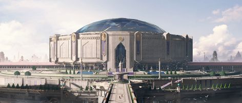 ArtStation - Parliament House, ALVIN YANG بيوت ملكية, Parliament House, Sci Fi Landscape, Futuristic Building, Sci Fi City, Star Wars The Clone Wars, Sci Fi Environment, Building Concept, The Clone Wars