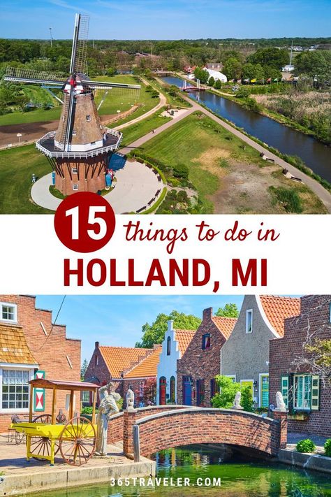 If you're looking for things to do in Holland, Michigan, you'll find no shortage of activities and attractions here. From the beaches of Lake Michigan to the shops and restaurants of downtown Holland, there's something for everyone in this vibrant community. Ready to learn more about this Michigan city? Here are 15 things to do in Holland MI that you don't want to miss! Is Virgin Islands, Holland Michigan Tulip Festival, Things To Do In Holland, Midwest Getaways, Michigan Travel Destinations, Michigan Adventures, Michigan Road Trip, Michigan Summer, Michigan Vacations