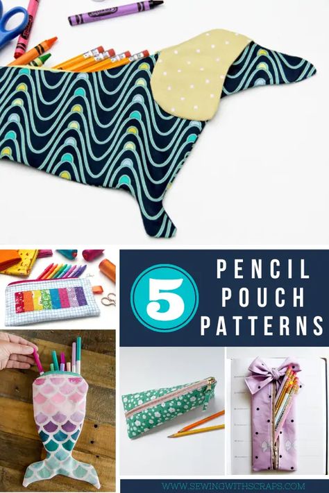 5 More Pencil Pouch Patterns for Back to School - Sewing With Scraps Pencil Pouch Pattern, Sewing With Scraps, Pencil Pouch Diy, Unique Pouch, Pencil Pouches, Pouch Diy, Pouch Sewing, Sewing School, We Are Back