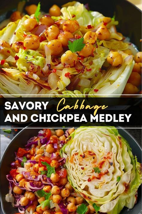 Looking for a nutritious and flavorful dish to add to your menu? Look no further than our savory cabbage and chickpea medley! It's easy to make, packed with goodness, and oh-so-delicious. 🥗👌 #NutritiousMeals #EasyRecipes #HealthyChoices #VeggieLove #PlantBasedDiet Chickpeas And Cabbage, Savory Cabbage, Roasted Cabbage, Plant Based Diet Recipes, Vegetarian Cabbage, Veggie Tales, Fried Cabbage, Pea Recipes, Healthier Recipes