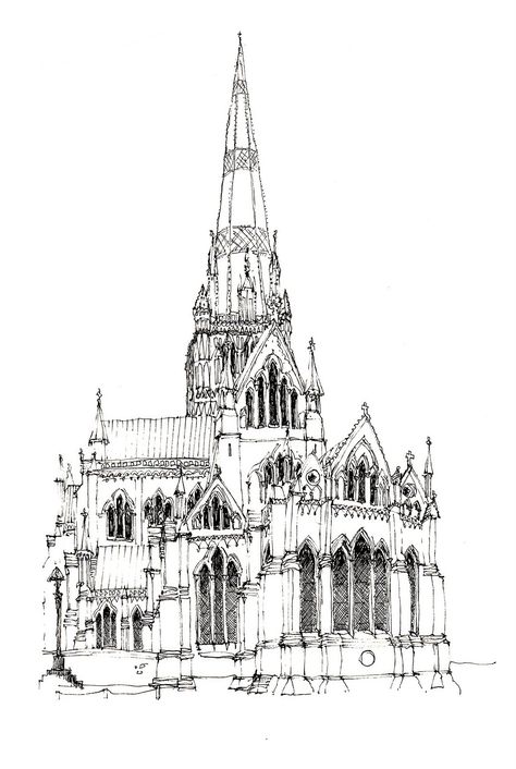 Arch Sketch, Salisbury Cathedral, Architecture Sketches, Urban Sketches, Architecture Life, Ink Inspiration, City Drawing, Travel Log, Architecture Drawing Art