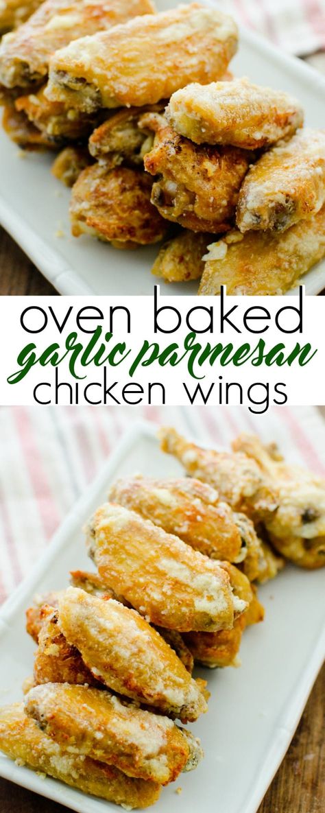 Oven Baked Garlic Parmesan Chicken Wings - A Grande Life Baked Garlic Parmesan Chicken Wings, Parmesan Chicken Wings Baked, Diet Essentials, Wings Recipe Oven, Oven Baked Garlic, Parmesan Wings Recipe, Baked Wings Oven, Wings Recipe Baked, Easy Chicken Wing Recipes