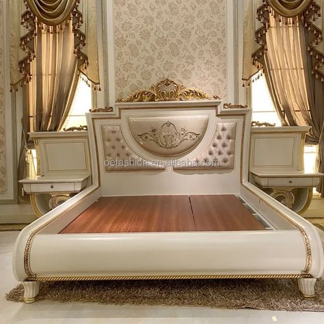 Oe-fashion Baroque Retro Italian Solid Wood White Color Gold Foil Carving Villa Atmosphere Bedroom Furniture 2 Meters Large Bed - Buy 2 Meters Large Bed villa Bedroom Furniture baroque Retro Bedroom Furniture Product on Alibaba.com Retro Bedroom Furniture, Villa Bedroom, Retro Italian, Retro Bedroom, Large Bed, Retro Bedrooms, Large Beds, Gold Foil, Bedroom Furniture