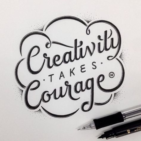 Geek Gifts For Him, Inspiration Typographie, Creativity Takes Courage, Bday Gifts For Him, Cursive Lettering, Handmade Gifts For Him, Thoughtful Gifts For Him, Hand Lettering Typography, Typography Hand Drawn