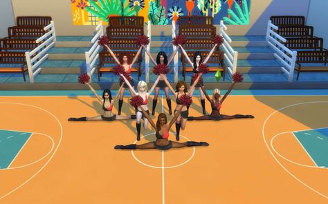 Elementry School, High School Cheerleading, Ts4 Poses, School Cheerleading, Maxis Match Cc, Teaching Elementary School, High School Cheer, College Cheer, Cc Folder