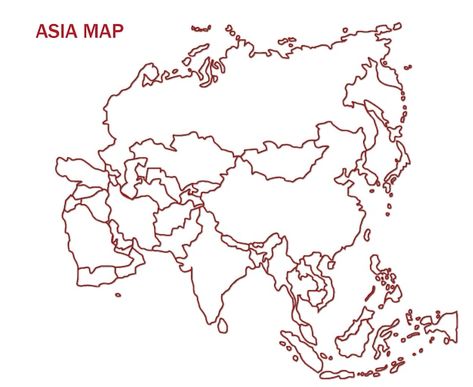 Blank Map Of Asia, Printable Outline, Map Of Asia, About Blank, Premium Vector, Map