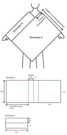 Universal poncho diagram - The simplest construction method. If you can make a rectangle, you can make this. ✿Teresa Restegui http://www.pinterest.com/teretegui/✿ Jaket Crochet, Poncho Tutorial, Knitting Poncho, Poncho Patterns, Advanced Knitting, Knitted Patterns, Poncho Knitting Patterns, شال كروشيه, Sew Ins