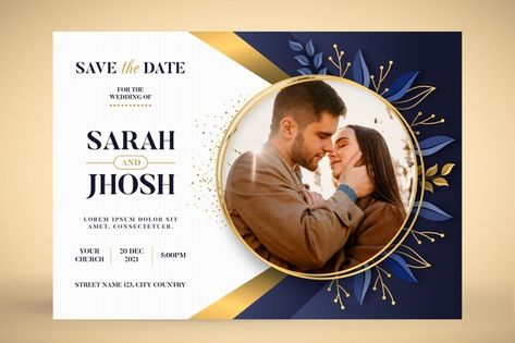 Wedding invitation template with couple ... | Free Vector #Freepik #freevector #wedding #wedding-invitation #love #templates Wedding Card With Photo, Creative Wedding Invitations Design, Wedding Poster Design, Stationary Business, Wedding Invitation Pdf, Free Invitation Cards, Album Designs, Wedding Invitation Styles, Retro Wedding Invitations