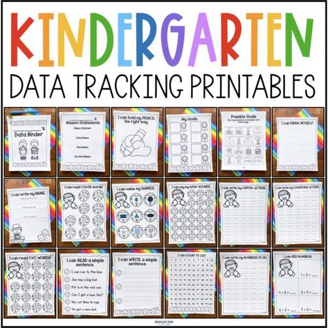 Need a baseline and a way to progress monitor your incoming kindergarten students? Education to the Core has got you covered!!!! We have included a cookie theme data tracker where you can grab a baseline for your incoming kindergarten students and also progress monitor throughout the year. Each student will have their own data book, and that data book can be modified throughout the year to show progress. Kindergarten Data Wall, Classroom Learning Centers, Kindergarten Goals, Student Data Tracking, Data Wall, Data Binders, Data Notebooks, Cookies Theme, Data Tracking