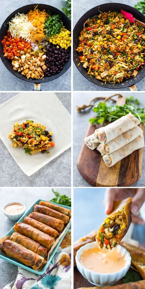 Egg Rolls Baked, Southwest Egg Rolls, Southwestern Egg Rolls, Chicken Egg Rolls, Plat Vegan, Egg Roll Recipes, Air Fryer Dinner Recipes, Egg Roll, Air Fryer Recipes Easy