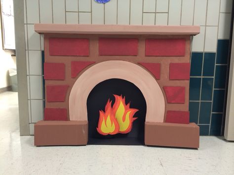 3D fireplace Construction Paper Fireplace, Fireplace Classroom Door, Fireplace Classroom, Classroom Door Christmas, 3d Fireplace, Classroom Door Ideas, Fireplace Drawing, Fireplace Door, Living Space Ideas