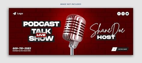 Podcast talk show web banner psd templat... | Premium Psd #Freepik #psd #commercial #marketing #live #debate Podcast Banner, Youtube Banner Design, Pin Template, Social Media Poster, Color Reference, Thumbnail Design, Pinterest Templates, Youtube Banners, Media Kit