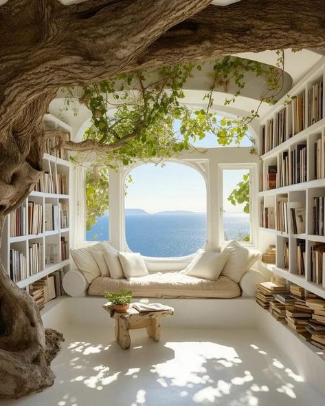 13 Things I Found on the Internet Today (Vol. 660) Tree House Living Room, Library Diy, Minecraft Dream, Forest Vibes, Fantasy Rooms, Inspire Me Home Decor, Design Room, Design Apartment, Dream House Rooms